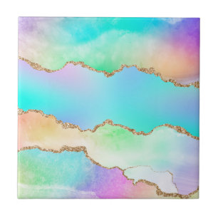 Azulejo De Cerâmica Ouro de Agitação de Cárter de Aquarela Pastel
