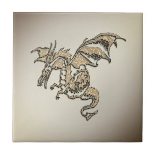 Azulejo De Cerâmica Ouro Dragon