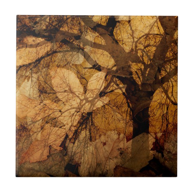 Azulejo De Cerâmica Ouro e Folhas Marinhas| Ilha Merritt, FL (Frente)