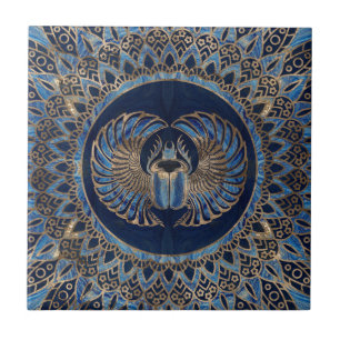 Azulejo De Cerâmica Ouro egípcio do besouro do escaravelho e mármore