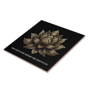 Azulejo De Cerâmica Ouro Elegante Lotus Flor em Mim...