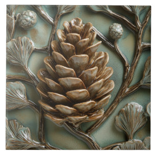 Azulejo De Cerâmica Ouro elegante Pinecone Faux Alivio
