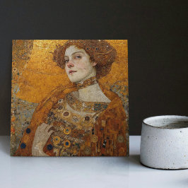 Azulejo De Cerâmica Ouro Fase Gustav Klimt Mosaic Edwardian Mulher C