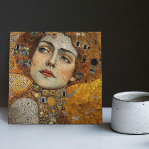 Azulejo De Cerâmica Ouro Fase Gustav Klimt Mosaic Edwardian Mulher C