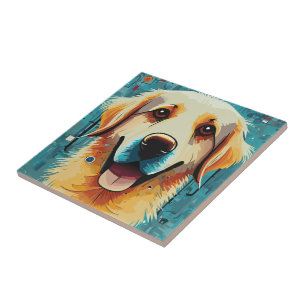 Azulejo De Cerâmica Ouro Feliz Retriever