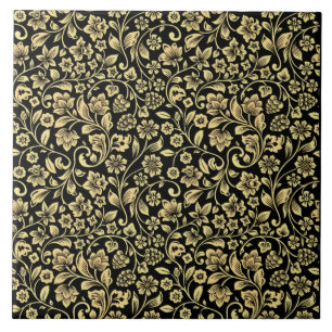 Azulejo De Cerâmica Ouro Floral Padrão Cerâmica Azulejo