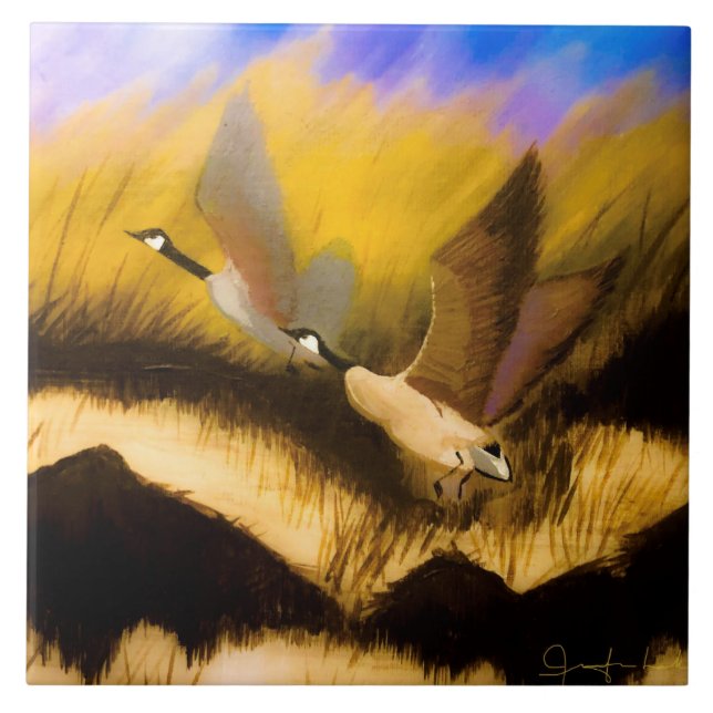 Azulejo De Cerâmica Ouro Geese (Frente)