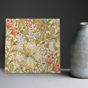 Azulejo De Cerâmica Ouro Lily William Morris Arts Artesanatos Floral