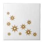 Azulejo De Cerâmica Ouro Moderno do século médio Starburst Design Cerâ<br><div class="desc">design de inspiração moderna do século médio,  com rajadas de ouro retrô vintage em um design orgânico em fundo branco. Design simples e limpo moderno.</div>
