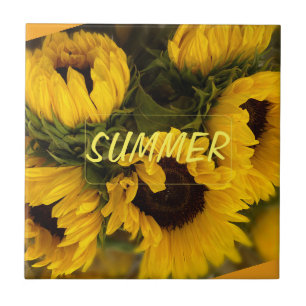 Azulejo De Cerâmica Ouro quente Sunflower Personalizado