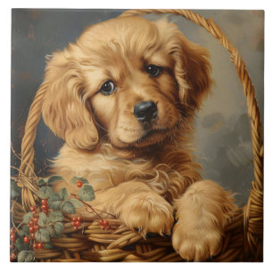Azulejo De Cerâmica Ouro Retriever Puppy em um soquete