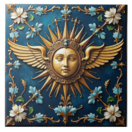 Azulejo De Cerâmica Ouro Sol Deus