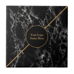 Azulejo De Cerâmica Ouro Trendy Black Marble Stone - Personalizável