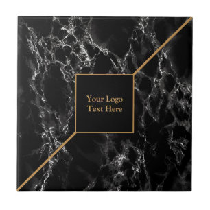 Azulejo De Cerâmica Ouro Trendy Black Marble Stone - Personalizável -