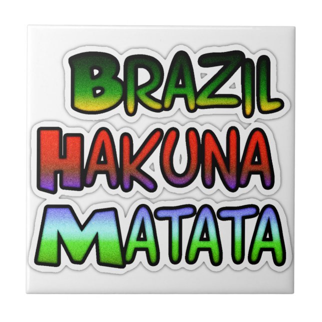 Azulejo De Cerâmica Ouro Verde Brasil Hakuna Matata Art Impressão (Frente)