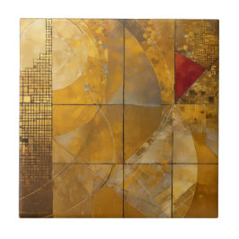 Azulejo De Cerâmica Ouro, Vermelho e Azul, Pesados Geométricos