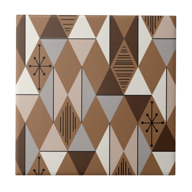 Azulejo De Cerâmica Ouros de idade atômica Café Brown (Frente)