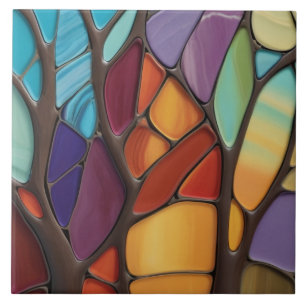 Azulejo De Cerâmica Outono - Faux Staink Glass Mosaic Abstrato Art