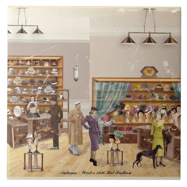 Azulejo De Cerâmica Outono - Moda de inverno, 1934 (Frente)