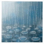 Azulejo De Cerâmica Outra Pintura Do Dia De Chuva<br><div class="desc">Pintura de chuva e poças a saltar num fundo azul. Um típico dia de verão inglês.</div>