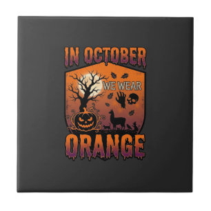 Azulejo De Cerâmica Outubro Usamos Laranja Abóbora De Halloween Lhama