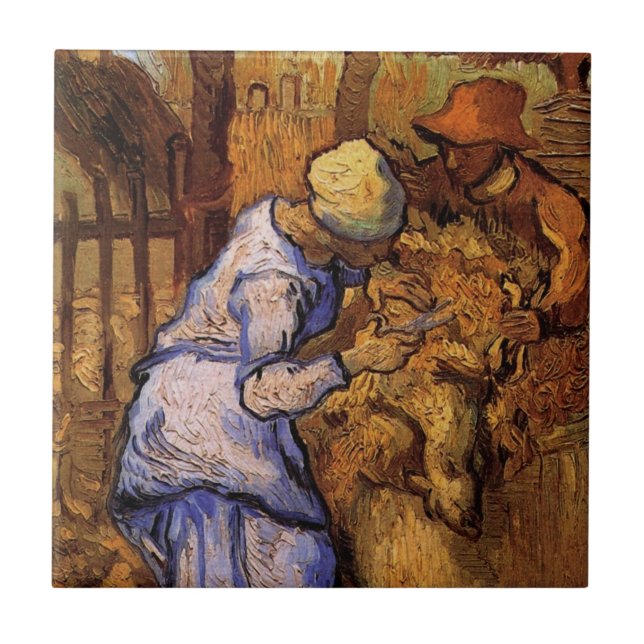 Azulejo De Cerâmica Ovinos (após Millet), de Vincent van Gogh (Frente)
