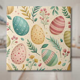 Azulejo De Cerâmica Ovos de Páscoa Vintage com Botões Florais