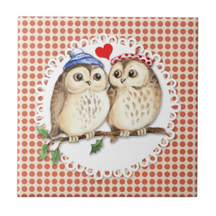 Azulejo De Cerâmica Owl Love
