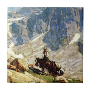 Azulejo De Cerâmica “Packin’ In” Arte Ocidental por Edgar Payne