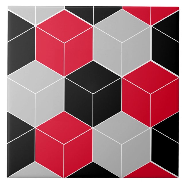 Azulejo De Cerâmica Padrão 3d cúbico (Frente)