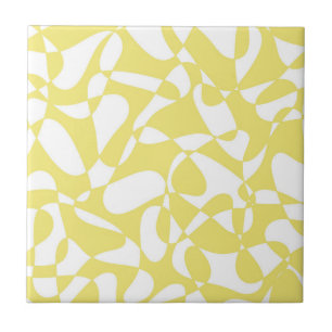 Azulejo De Cerâmica Padrão abstrato - amarelo e branco.