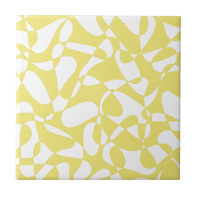 Azulejo De Cerâmica Padrão abstrato - amarelo e branco. (Frente)