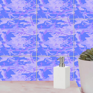 Azulejo De Cerâmica Padrão Abstrato Azul de Pastel de Camouflage