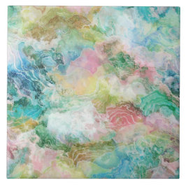 Azulejo De Cerâmica Padrão Abstrato de Aquarela do Oceano Grunge