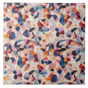 Azulejo De Cerâmica Padrão Abstrato de Aquarela Orgânica Azul Coral