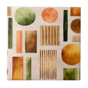 Azulejo De Cerâmica Padrão Abstrato de Aquarela Terrosa - Boho Orgânic