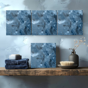 Azulejo De Cerâmica Padrão Abstrato de Mármore Nebuloso Azul Escuro ID