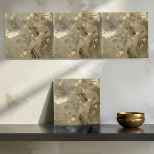 Azulejo De Cerâmica Padrão Abstrato de Mármore Nebuloso em Dourado Esc
