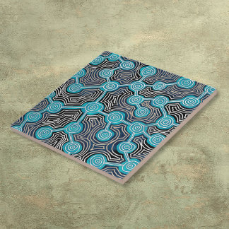 Azulejo De Cerâmica Padrão abstrato estilo aborígene Linhas da Vida