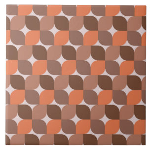 Azulejo De Cerâmica Padrão Abstrato Laranja Marrom de Meados do Século