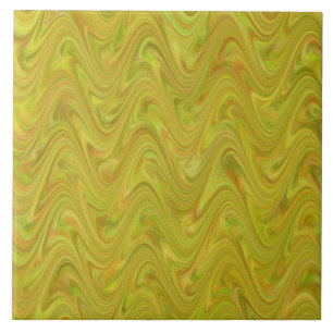 Azulejo De Cerâmica Padrão Abstrato Ondulado Verde Amarelo