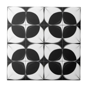 Azulejo De Cerâmica Padrão abstrato preto e branco