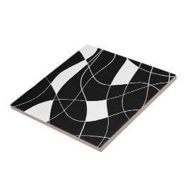 Azulejo De Cerâmica Padrão abstrato preto e branco elegante