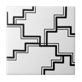 Azulejo De Cerâmica Padrão Abstrato Preto e Branco em Degraus