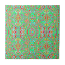 Padrão Abstrato Retro de Laranja e Verde Lima