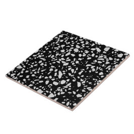 Azulejo De Cerâmica Padrão abstrato Terrazzo Mosaico preto e branco