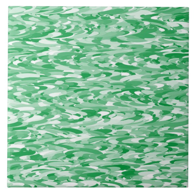 Azulejo De Cerâmica Padrão Abstrato Verde Branco (Frente)