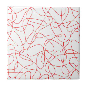 Azulejo De Cerâmica Padrão abstrato - vermelho e branco.