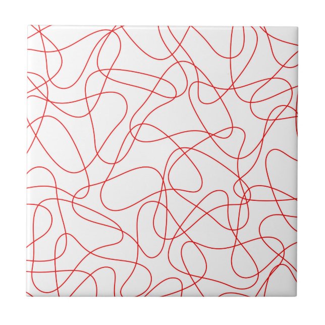 Azulejo De Cerâmica Padrão abstrato - vermelho e branco. (Frente)