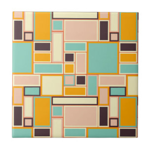 Azulejo De Cerâmica Padrão abstrato vibrante com retângulos